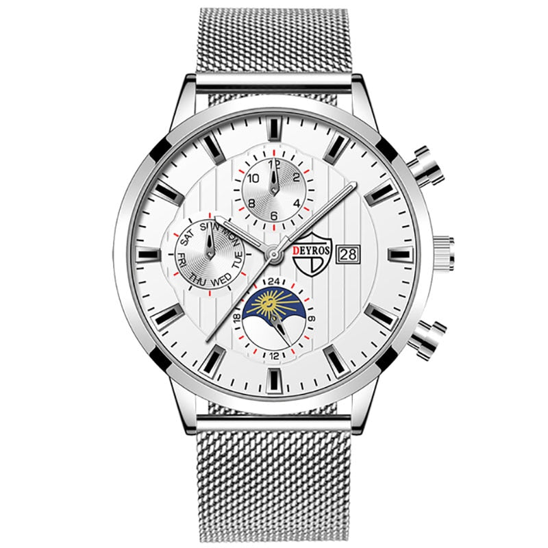 uhren herren Luxus Neue Herren Business Uhren Edelstahl Mesh Gürtel Quarz Armbanduhr Männer Sport Armband Casual Leucht Uhr Uhr